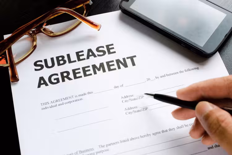 Pen on paper that titled Sublease agreement